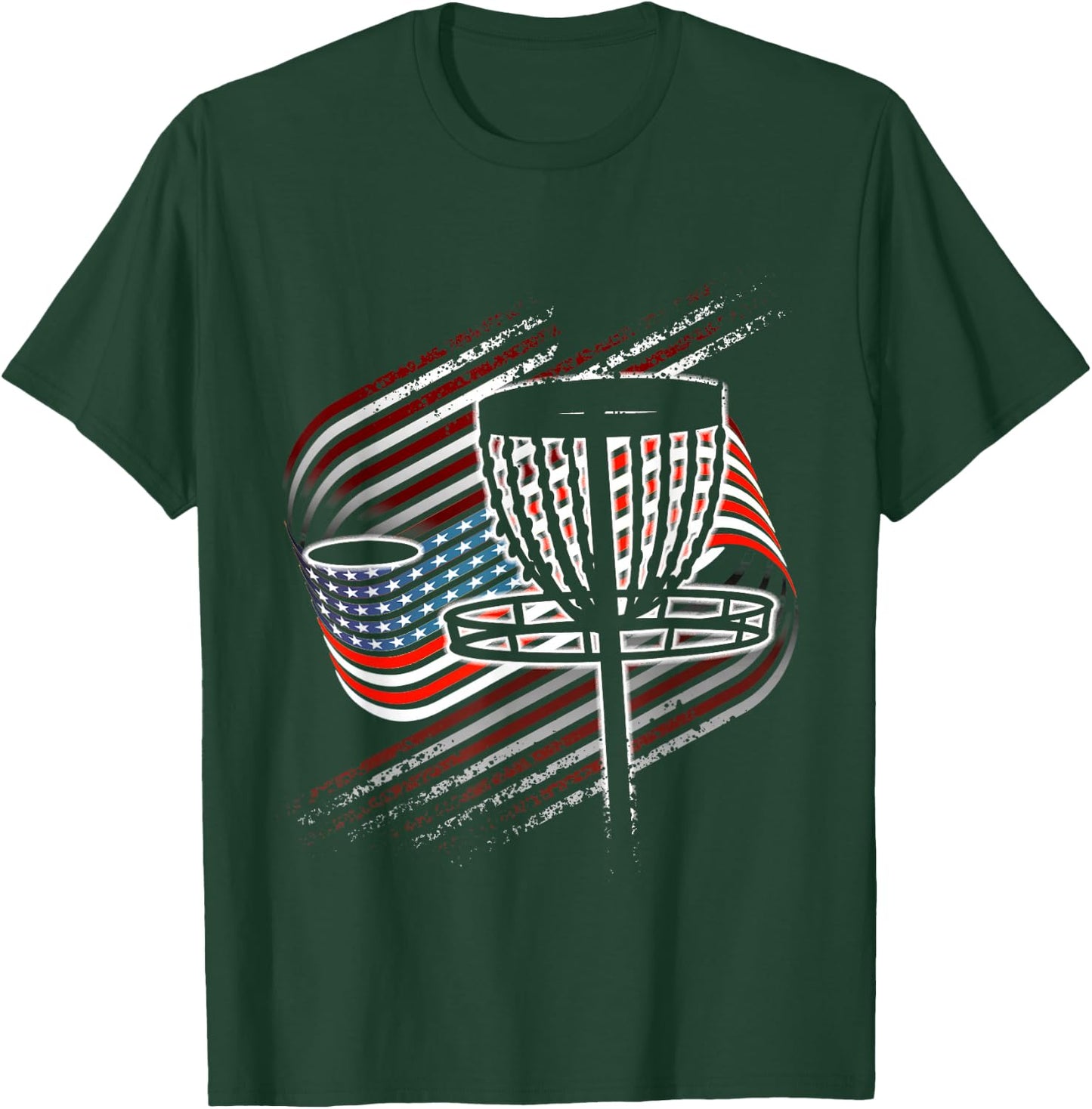 Disc Golf Vintage American Flag 4th Of July T-Shirt - T-Shirt | Forest