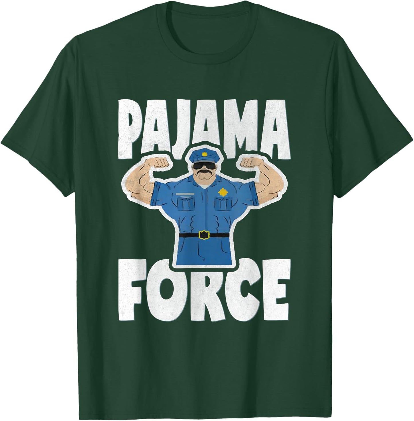 Pajama Force Retro Muscle Police Officer Bed Time PJ T-Shirt - T-Shirt | Forest