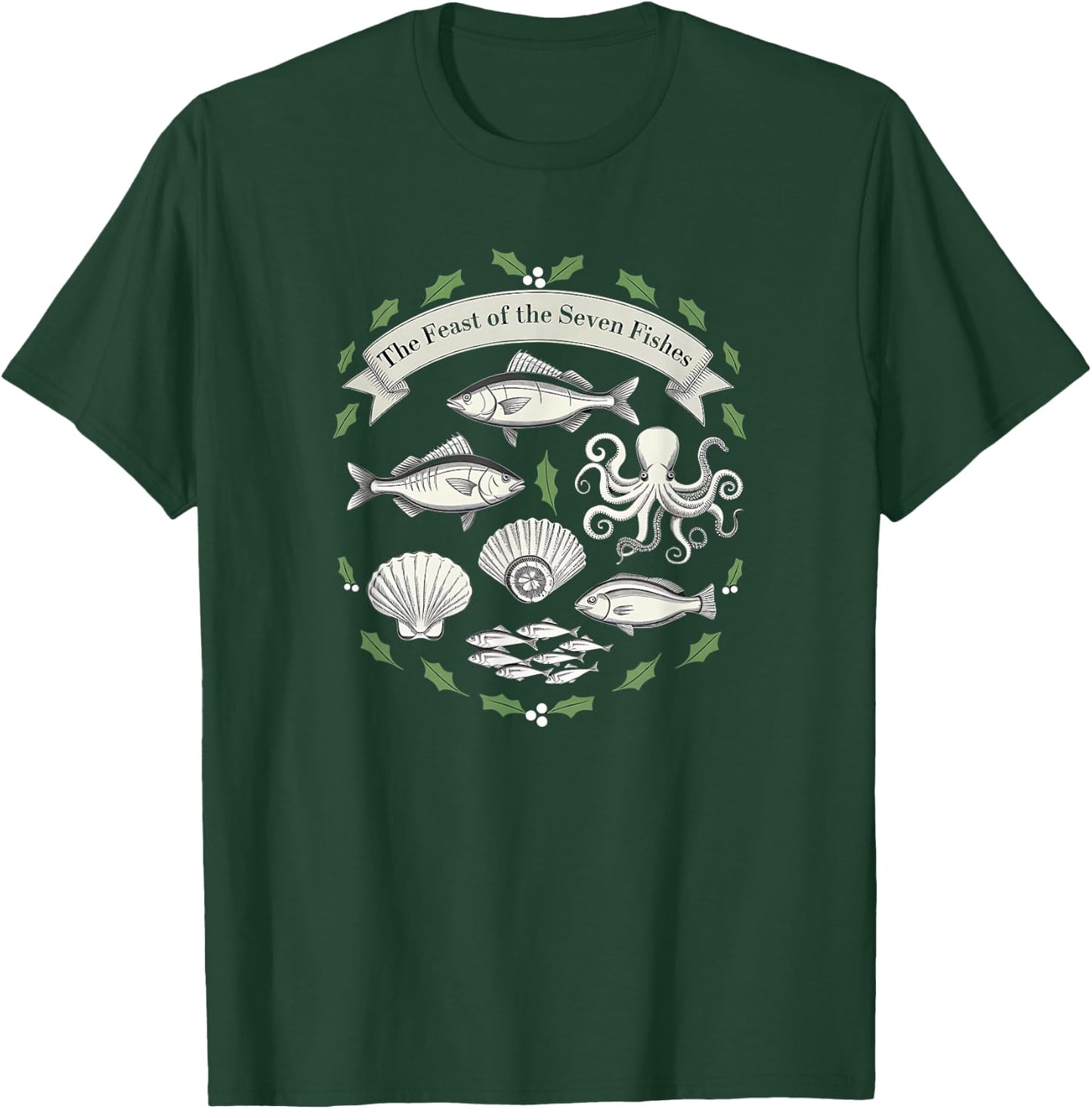 The Feast Of Seven Fishes Italian American Christmas Eve T-Shirt - T-Shirt | Forest