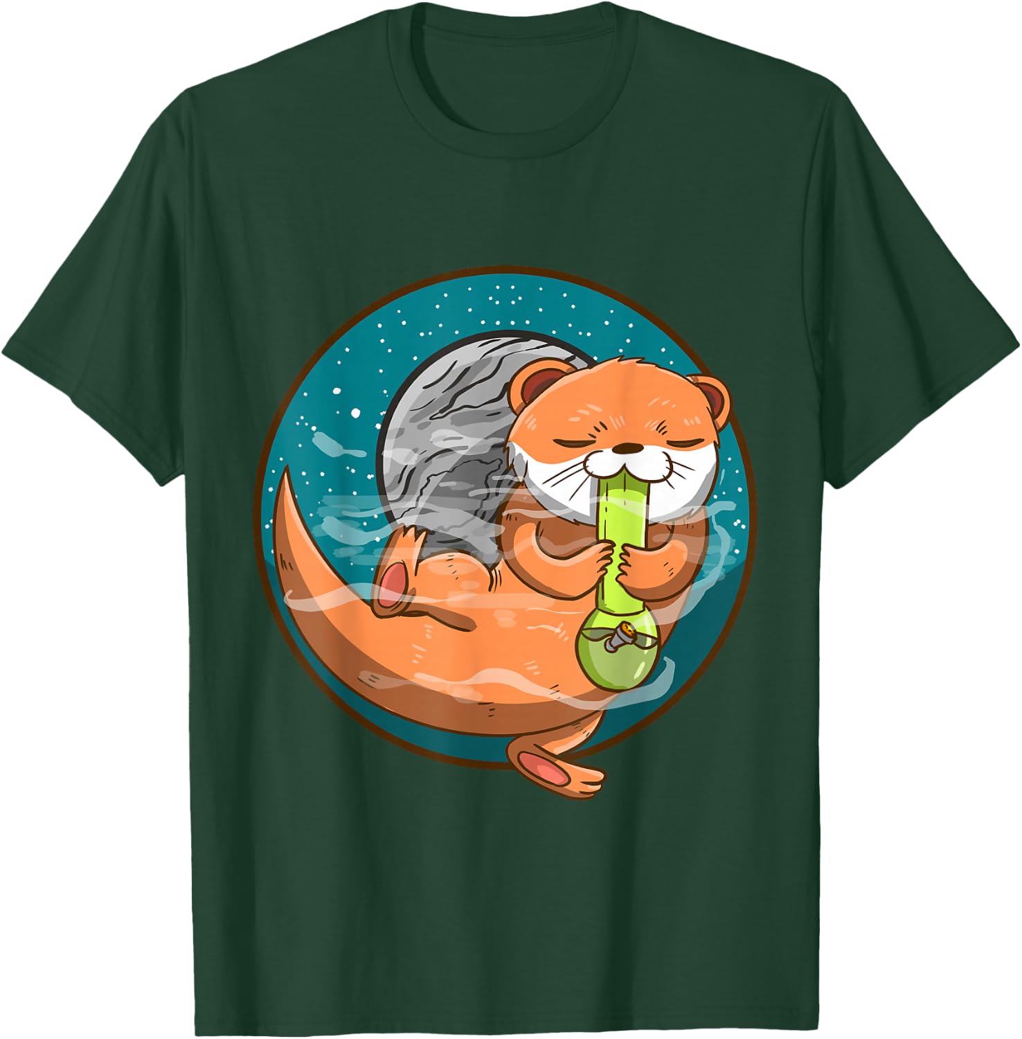 Otter Space Bong Funny Sea Animal Smoking Weed Galaxy T-Shirt - T-Shirt | Forest