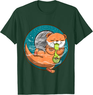 Otter Space Bong Funny Sea Animal Smoking Weed Galaxy T-Shirt - T-Shirt | Forest