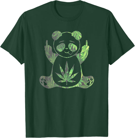 Stoned Panda Bear Baked Zoo Animals High AF Pot Leaf T-Shirt - T-Shirt | Forest
