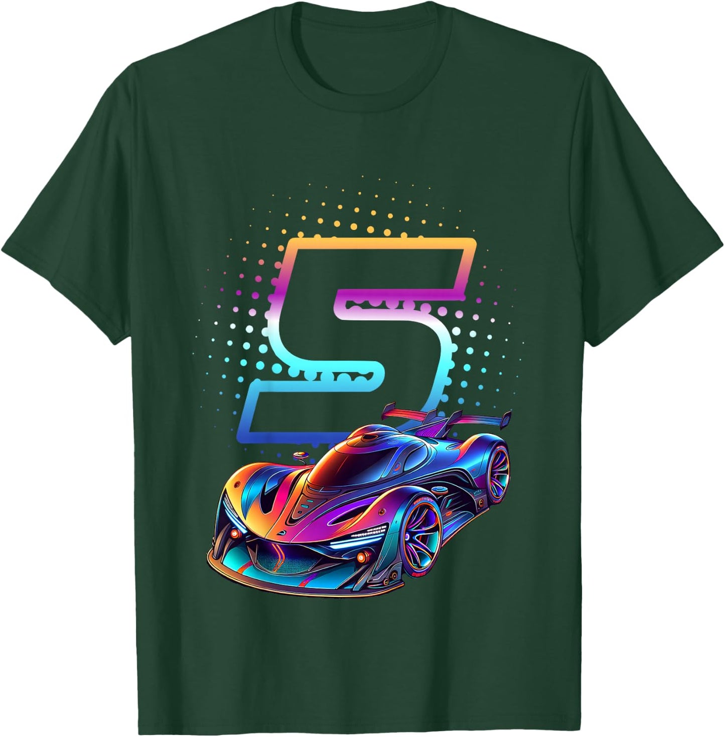 5 Year Old Race Car 5th Birthday Futuristic Racing Racecar T-Shirt - T-Shirt | Forest