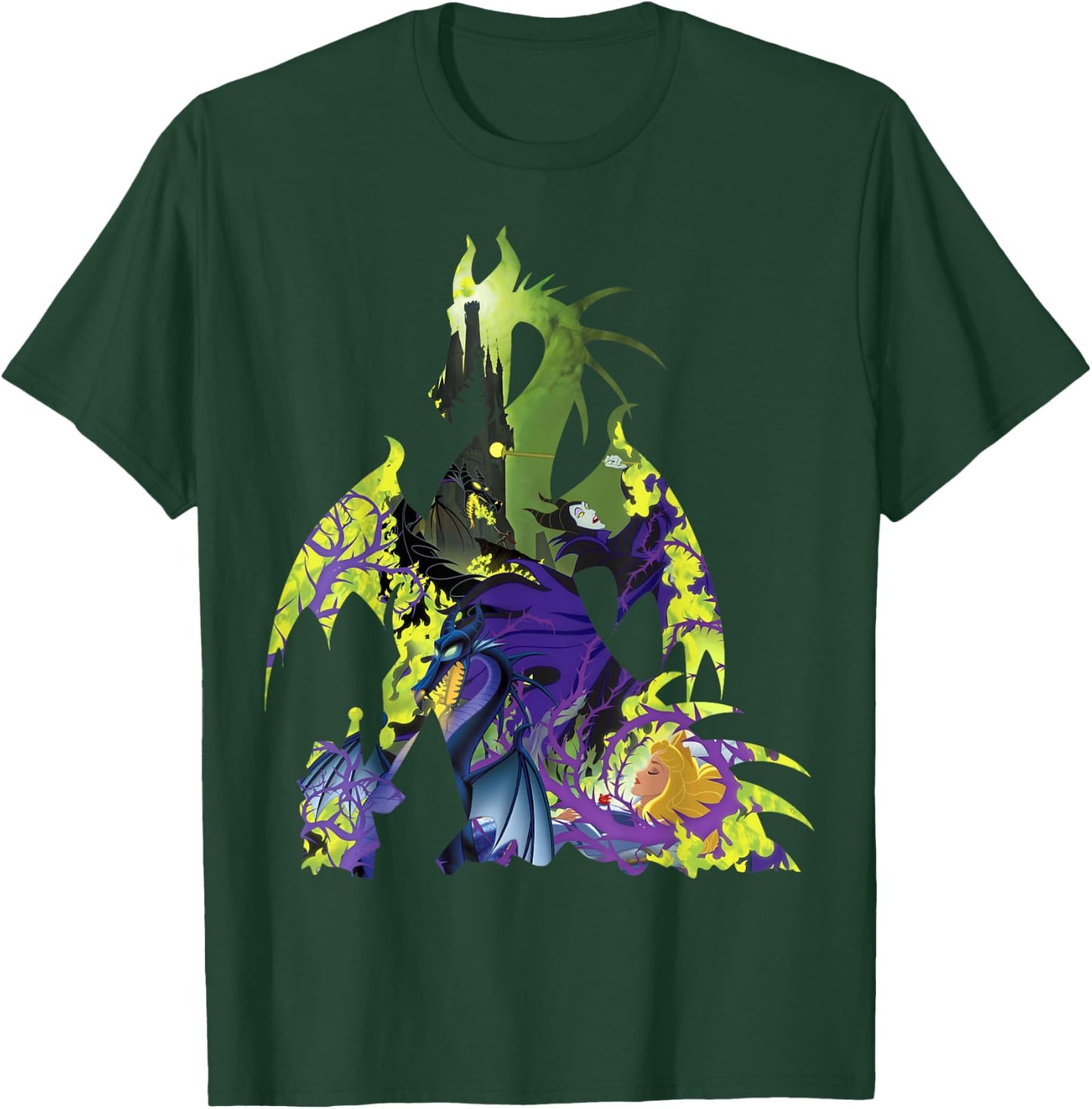 Disney Sleeping Beauty Maleficent Dragon Silhouette T-Shirt - T-Shirt | Forest