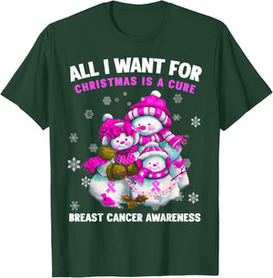 All I Want for Christmas is A Cure - Breast Cancer Awareness T-Shirt - T-Shirt | Forest