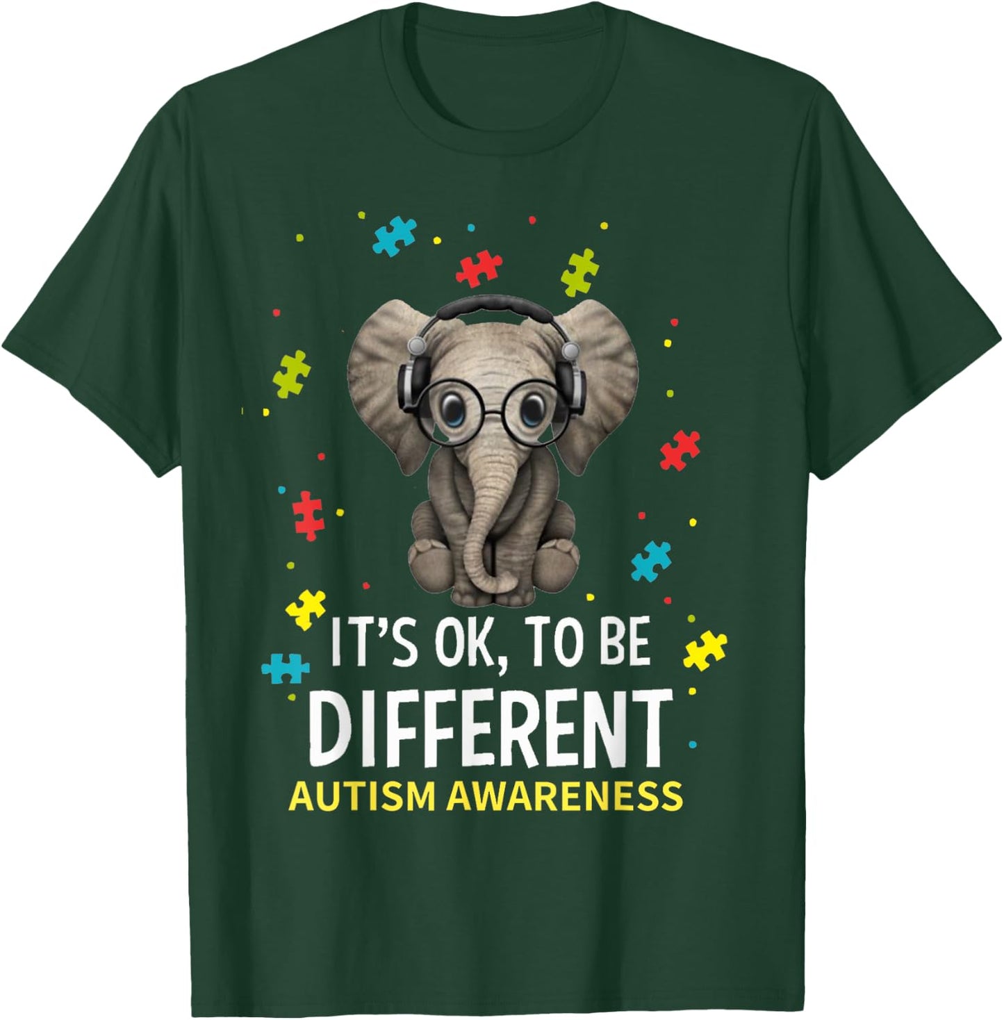 It’s Ok To Be Different Autism Awareness Cute Elephant T-Shirt - T-Shirt | Forest