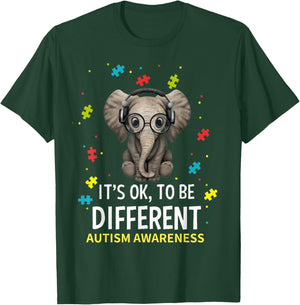 It’s Ok To Be Different Autism Awareness Cute Elephant T-Shirt - T-Shirt | Forest