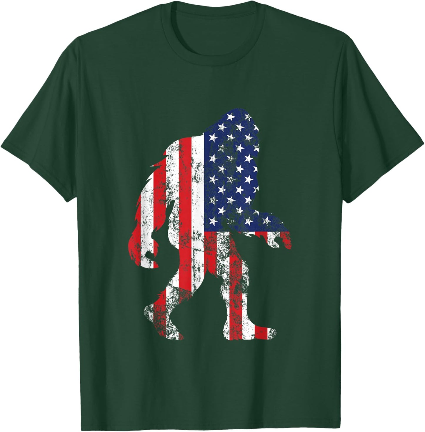 Bigfoot 4th Of July Independence Patriotic USA Flag Yeti T-Shirt - T-Shirt | Forest