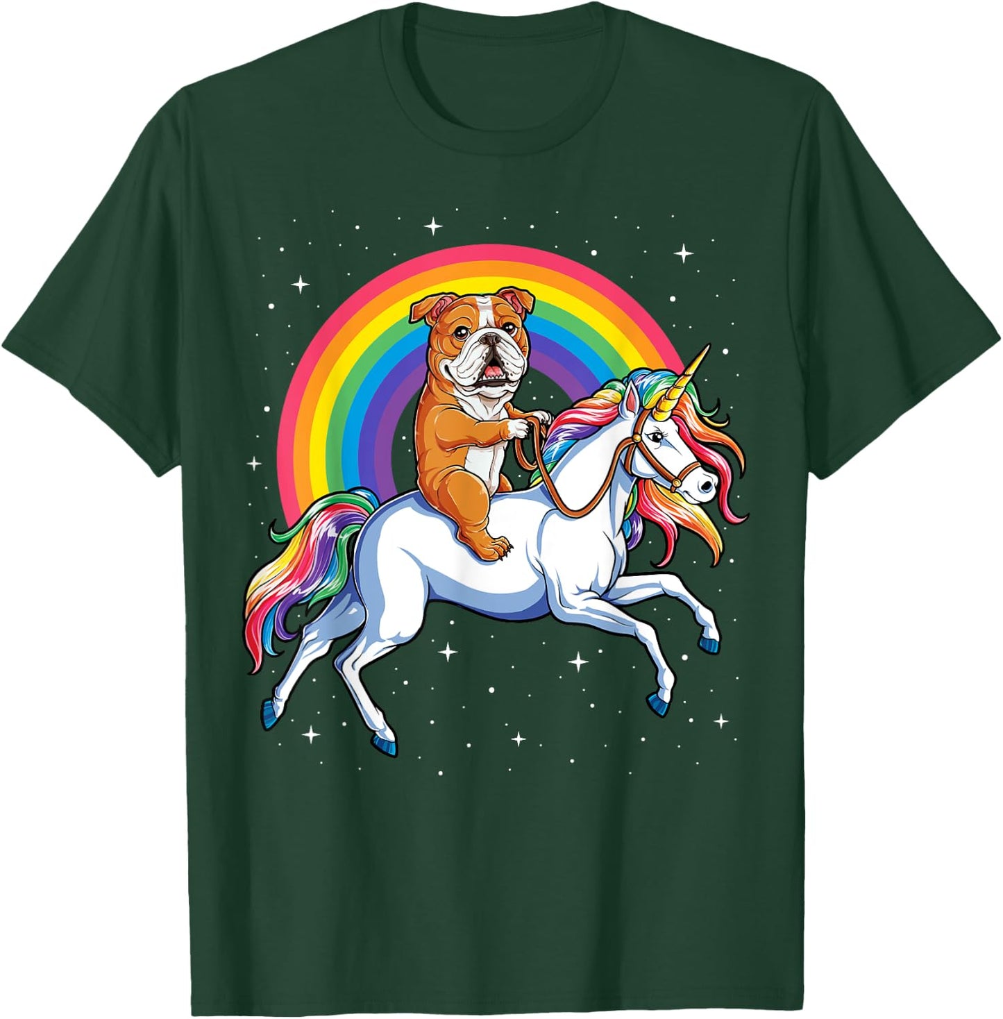 English Bulldog Unicorn T shirt Girls Space Galaxy Rainbow T-Shirt - T-Shirt | Forest