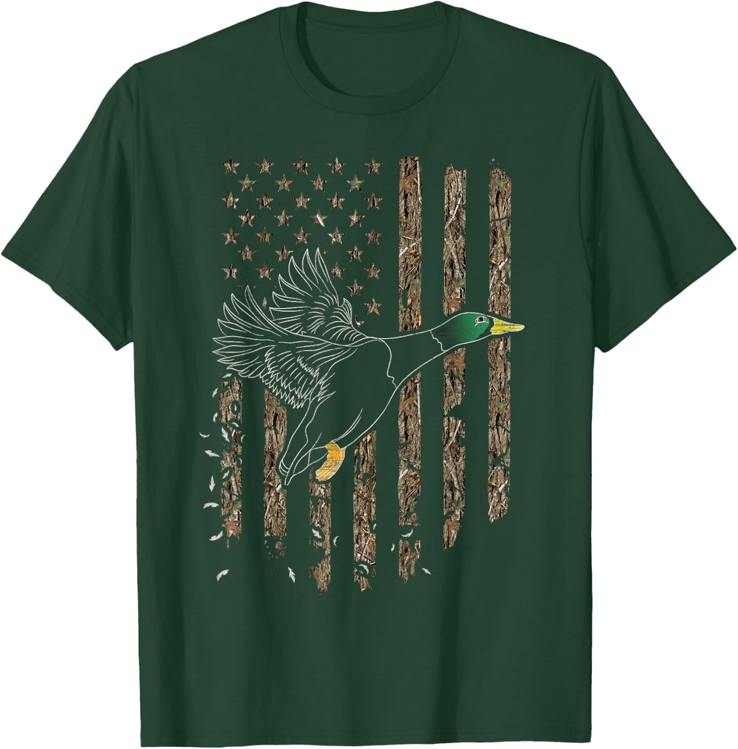 Duck Hunter American Flag Waterfowl Hunting Camouflage Small T-Shirt - T-Shirt | Forest