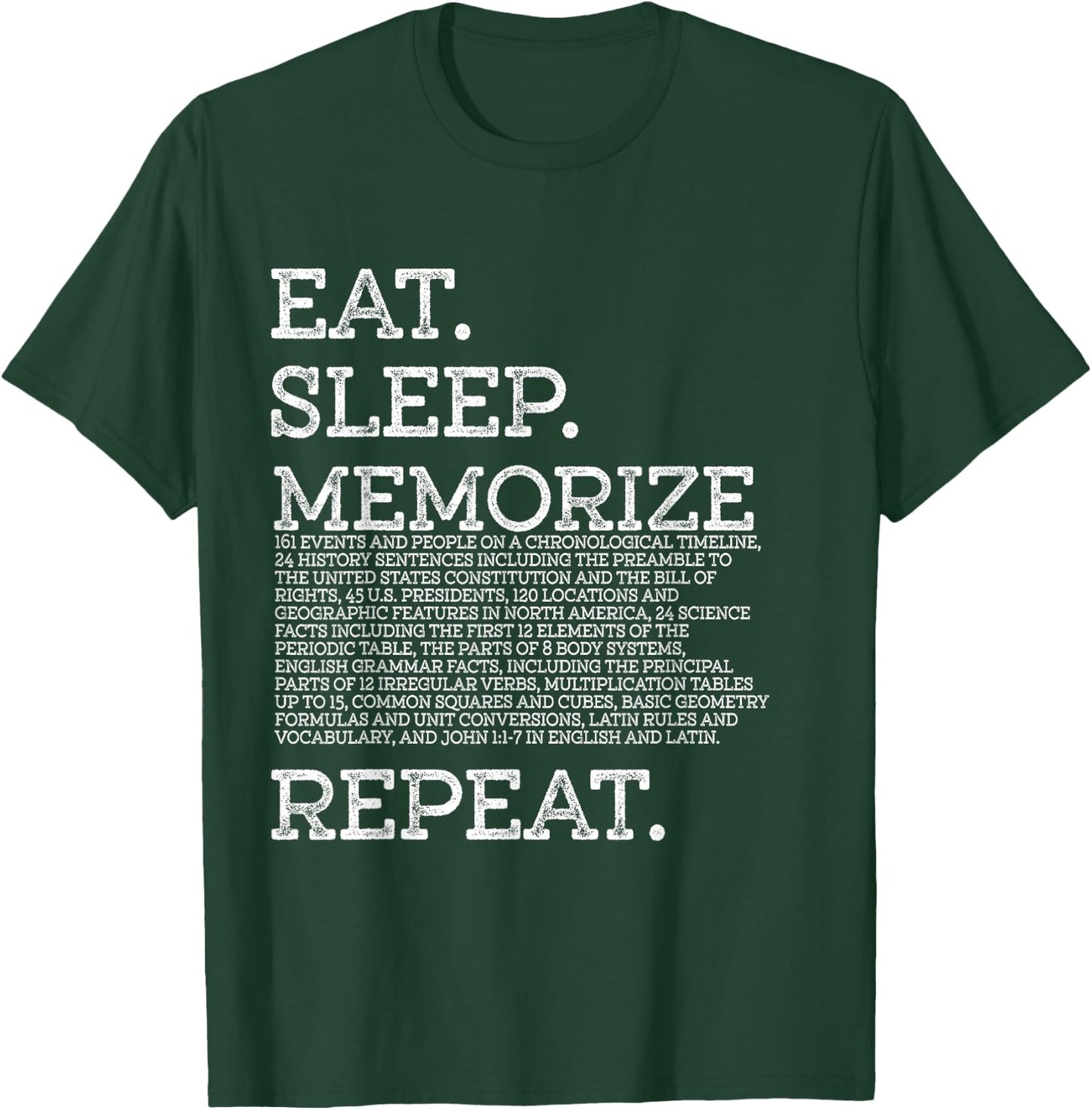 Eat Sleep Memorize Repeat Memory Master T-Shirt - T-Shirt | Forest