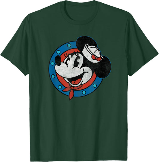 Disney Cruise Sailor Minnie Mouse Distressed Retro Vintage T-Shirt - T-Shirt | Forest