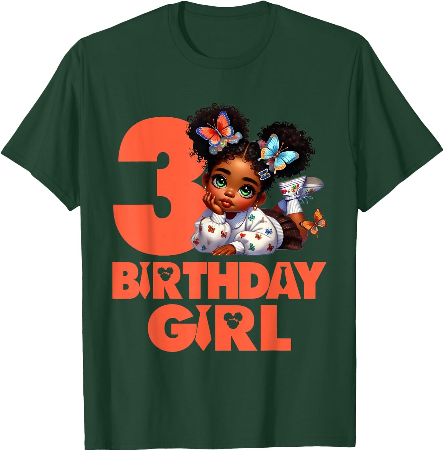 3rd Baby Girl Birthday 3 Year Old Black Afro Kid Boss Theme T-Shirt - T-Shirt | Forest
