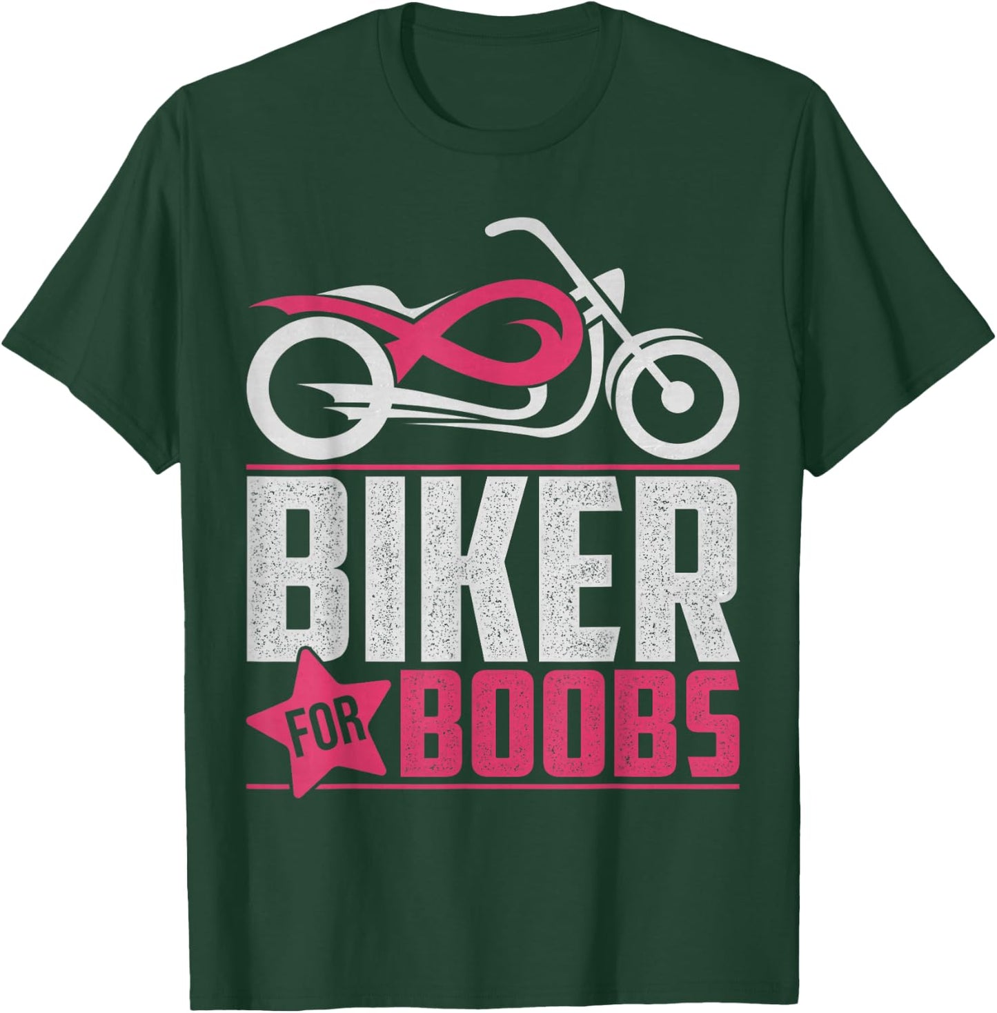 Biker For Boobs Against Breast Cancer Motorcycle T-Shirt - T-Shirt | Forest