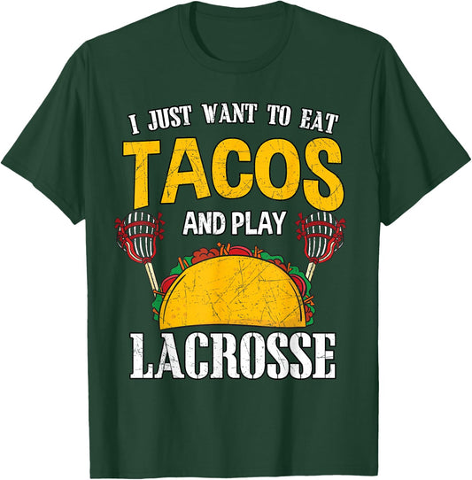 Tacos and Lacrosse Shirt Lax Player Gift Cinco de Mayo T-Shirt - T-Shirt | Forest