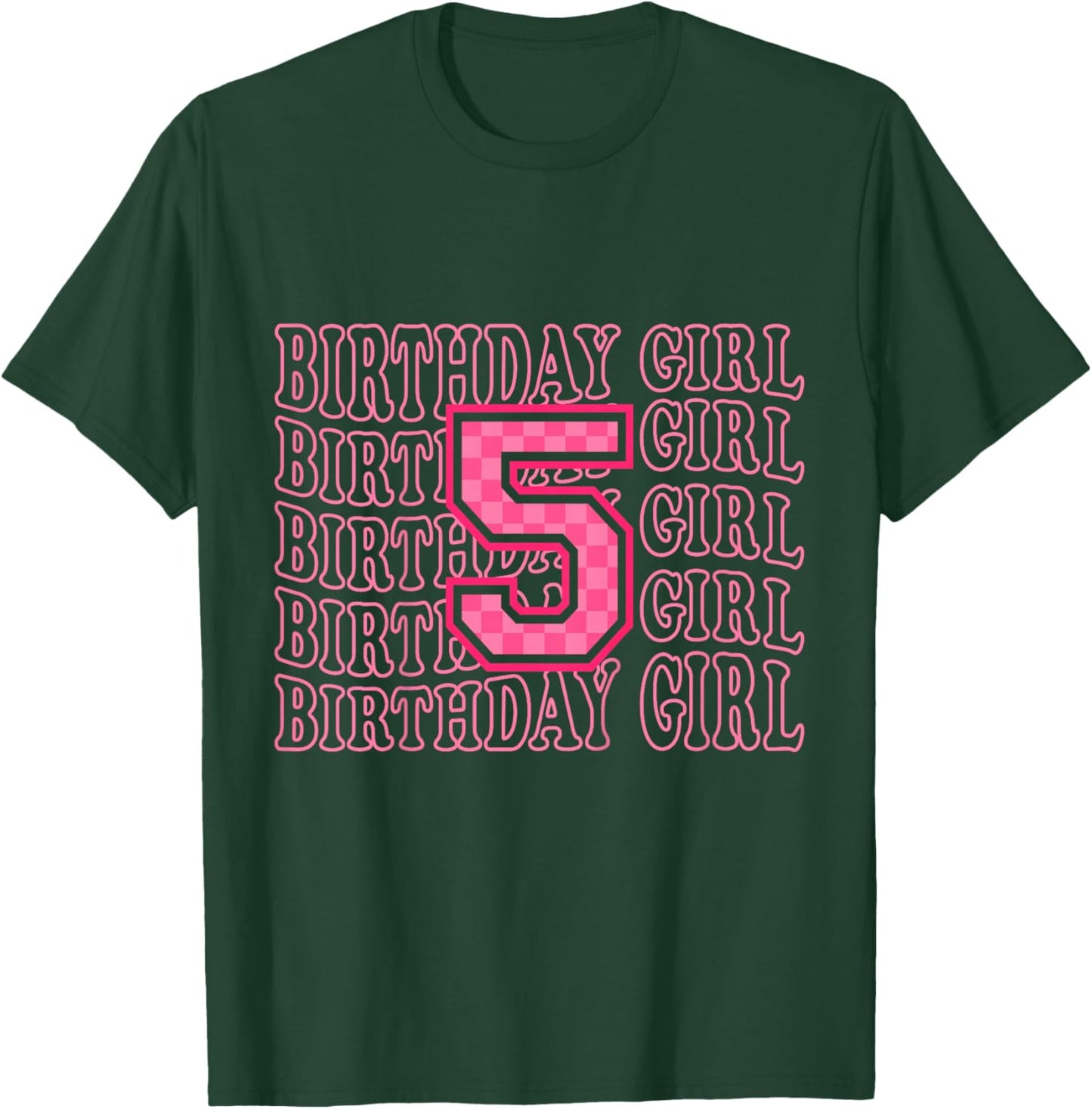5th Birthday Girl Five Pink 5 Year Old Bday T-Shirt - T-Shirt | Forest