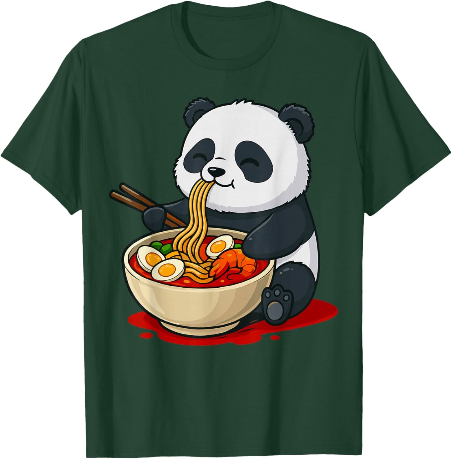 Panda Eating Ramen Noodles T-Shirt - T-Shirt | Forest