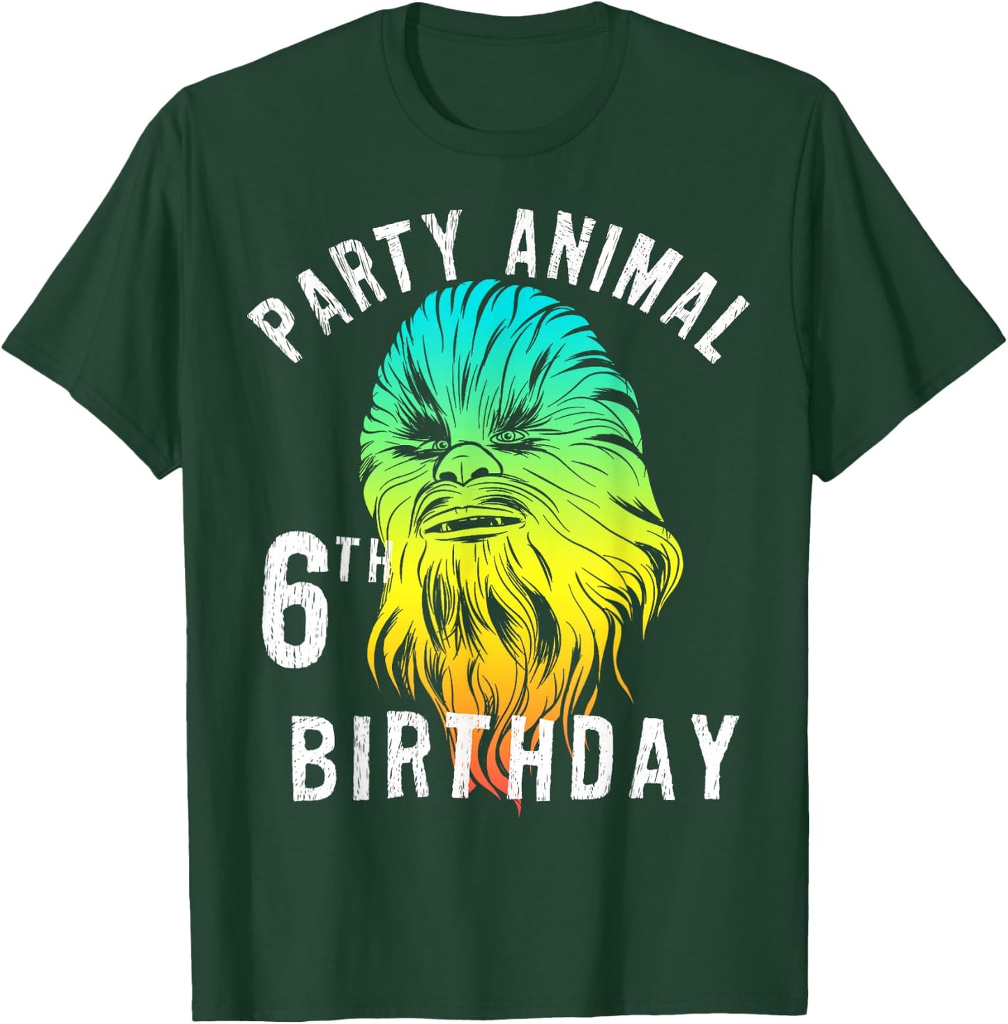 Star Wars Chewie Party Animal 6th Birthday Color Portrait T-Shirt - T-Shirt | Forest