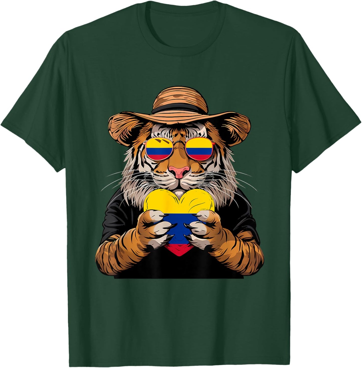 Colombian Roots Colombian Flag Colombia Heart Tiger T-Shirt - T-Shirt | Forest