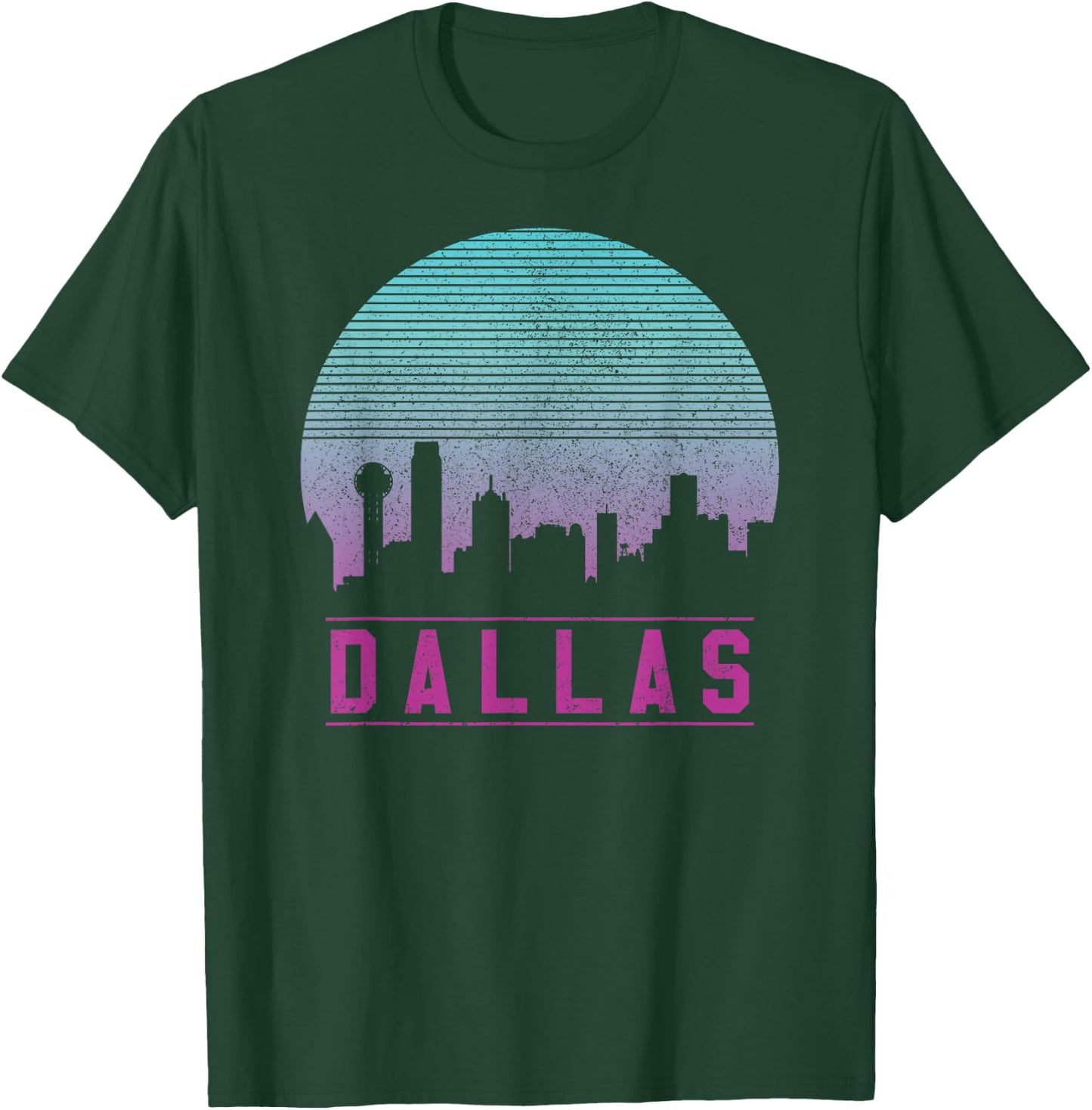 Dallas Skyline - Vintage Retro Texas Shirt Gift T-Shirt - T-Shirt | Forest