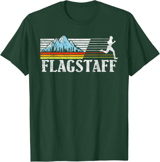 Flagstaff Trail Running Retro Mountains 80s Graphic T-Shirt - T-Shirt | Forest