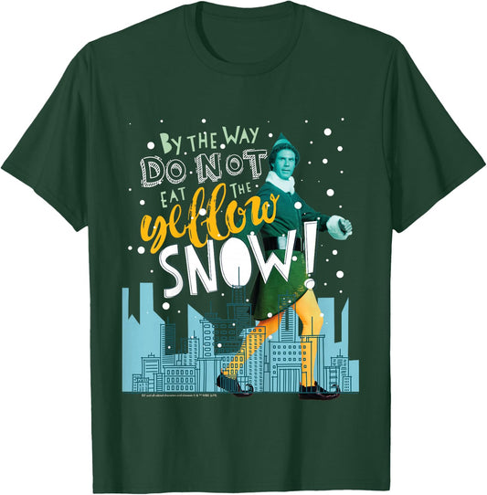 Kids Elf Buddy Don't Eat The Yellow Snow Skyline Text Poster T-Shirt - T-Shirt | Forest