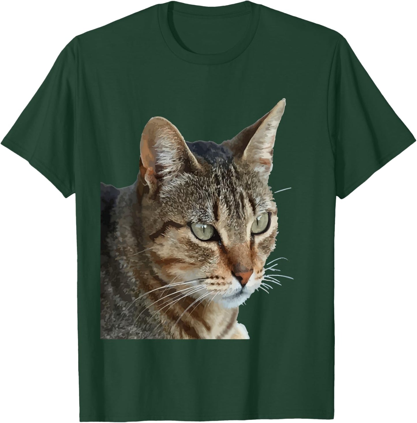 Stunning Tabby Cat Close Up Portrait Vector T-Shirt - T-Shirt | Forest