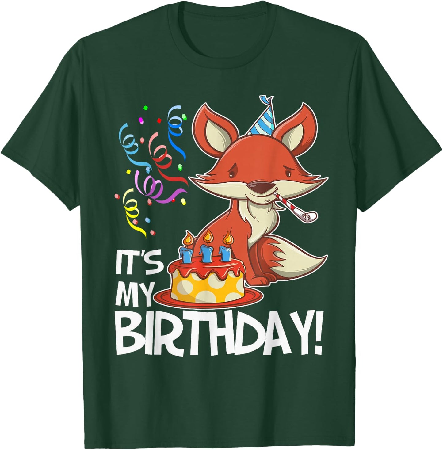 It's My Birthday Fox T Shirt Gift Girls Boys Adults T-Shirt - T-Shirt | Forest