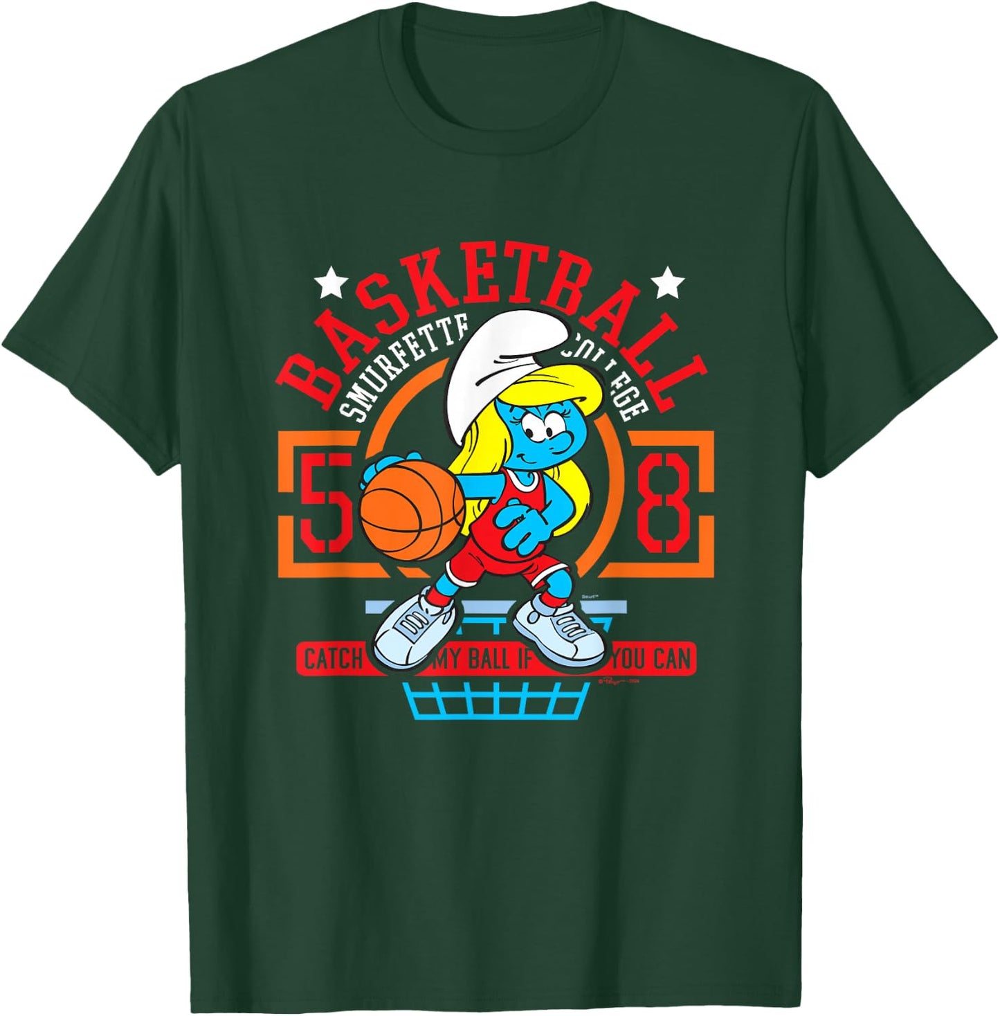 The Smurfs Basketball Smurfette College Logo T-Shirt - T-Shirt | Forest