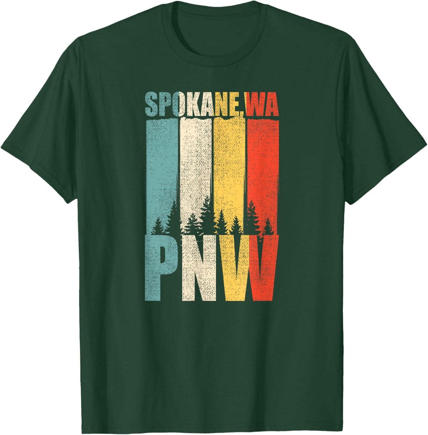 Distressed Retro Spokane WA Pacific Northwest Shirt PNW T-Shirt - T-Shirt | Forest