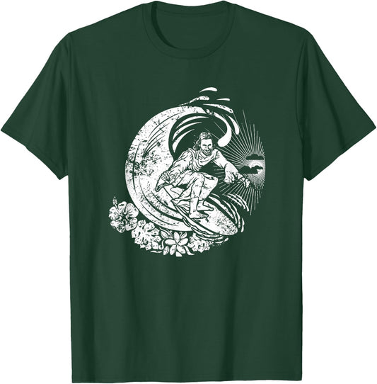 Surfing Jesus Vintage Distressed T-Shirt - T-Shirt | Forest