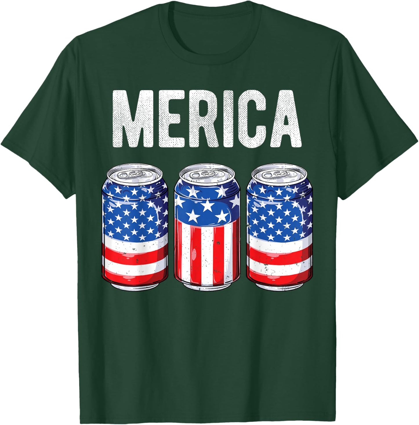 Beer American Flag 4th Of July Merica USA Men Women Drinking T-Shirt - T-Shirt | Forest