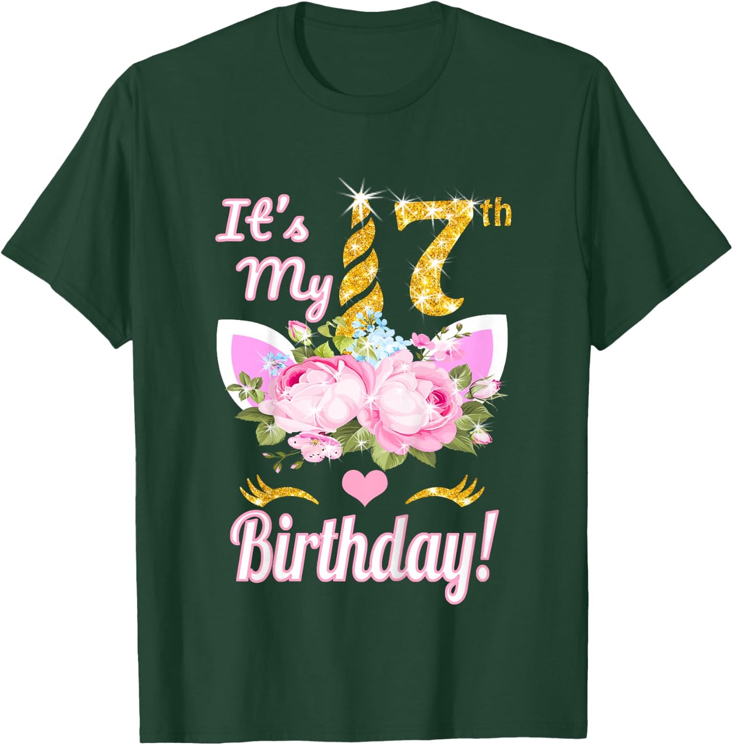 It's My 7th Birthday: 7 Year Old Unicorn Birthday Shirt Girl T-Shirt - T-Shirt | Forest