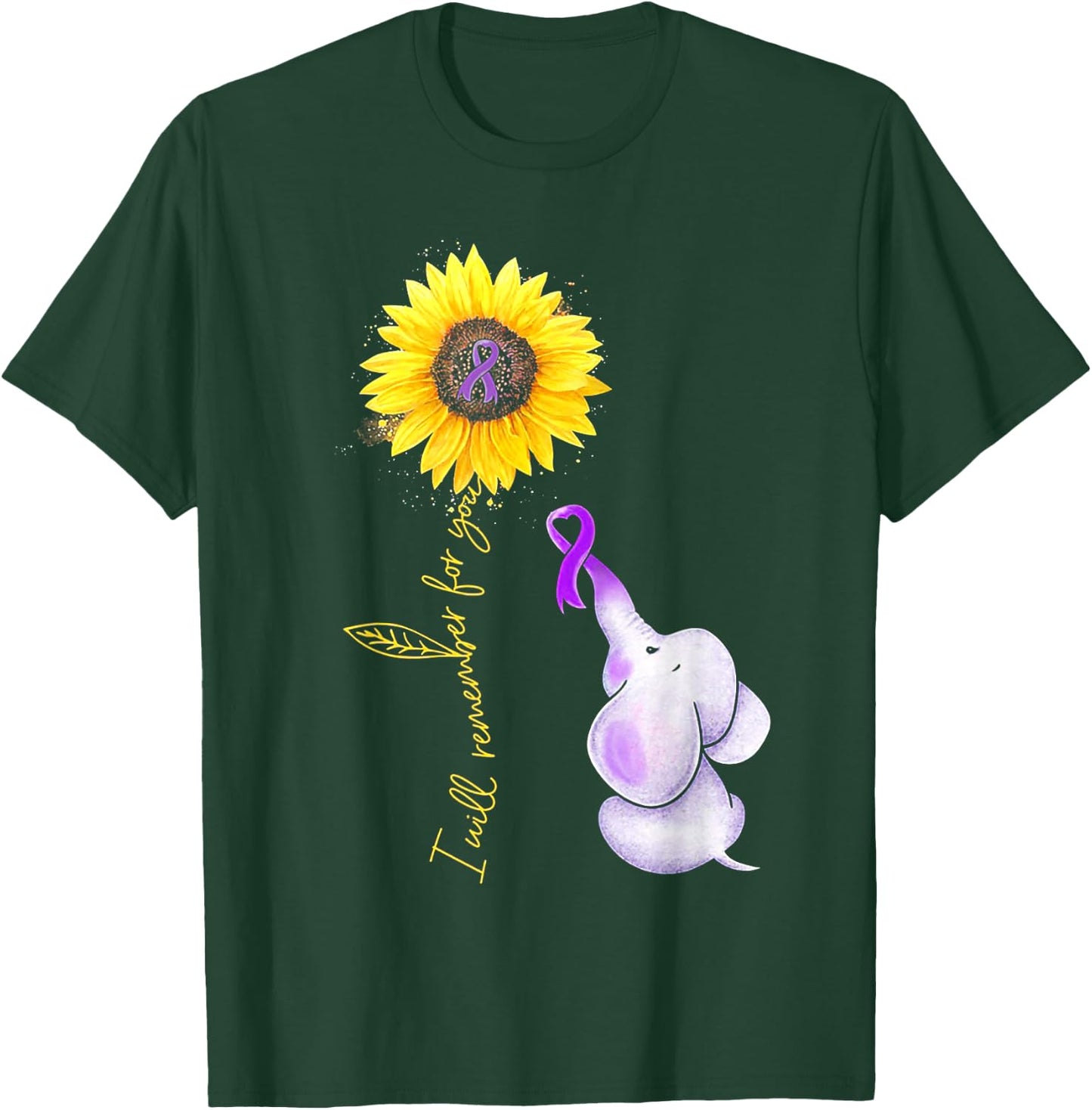 Elephant I Will Remember For You Sunflower Alzheimer T-Shirt - T-Shirt | Forest
