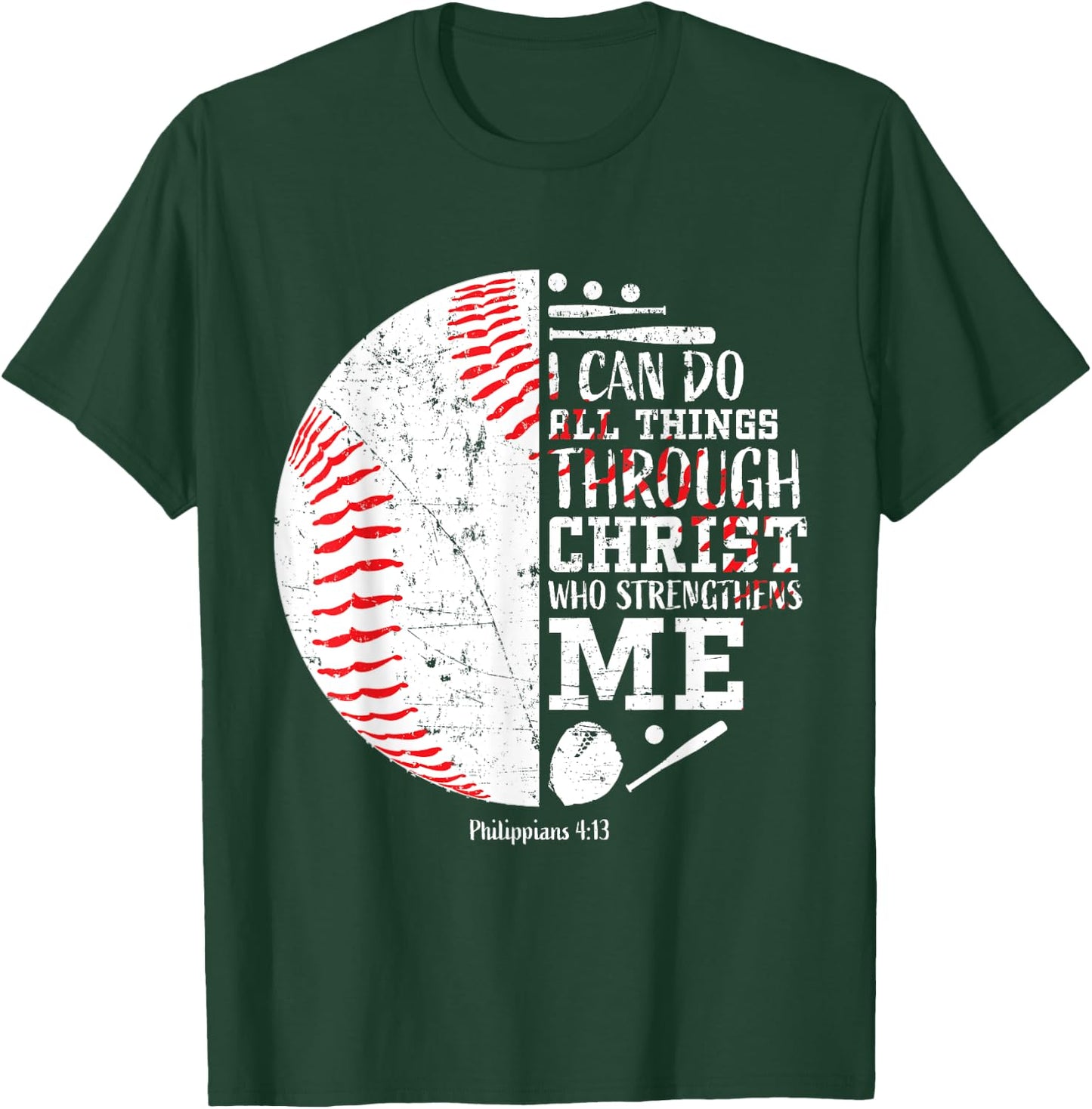 Christian Baseball Philippians 4:13 I Can Do All Things T-Shirt - T-Shirt | Forest