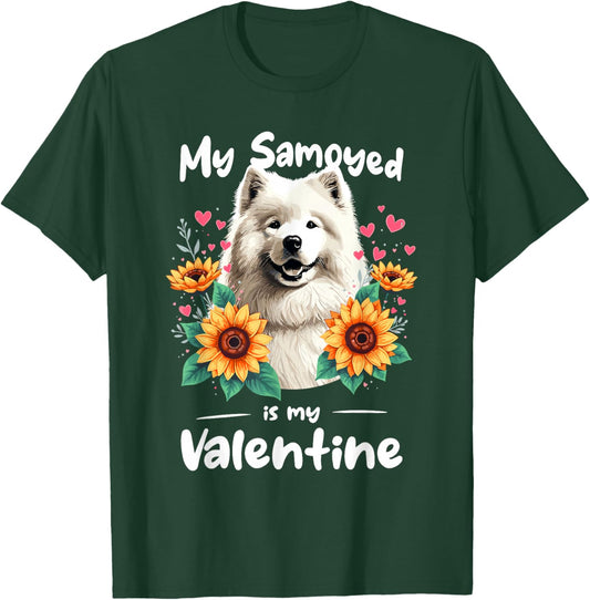 Sunflowers Valentine's Day Samoyed Dog Sammies T-Shirt - T-Shirt | Forest
