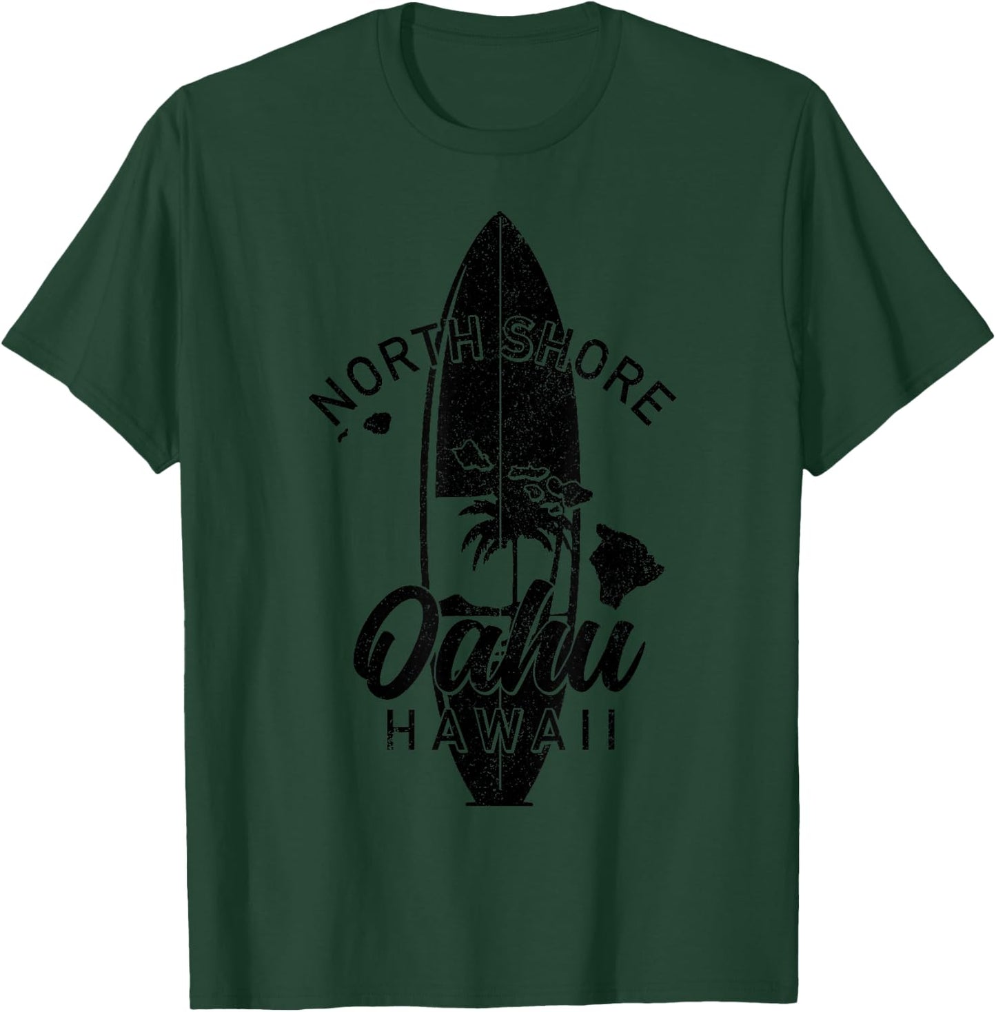 North Shore Oahu Hawaii Surf Board Surfing Surfer Hawaiian T-Shirt - T-Shirt | Forest