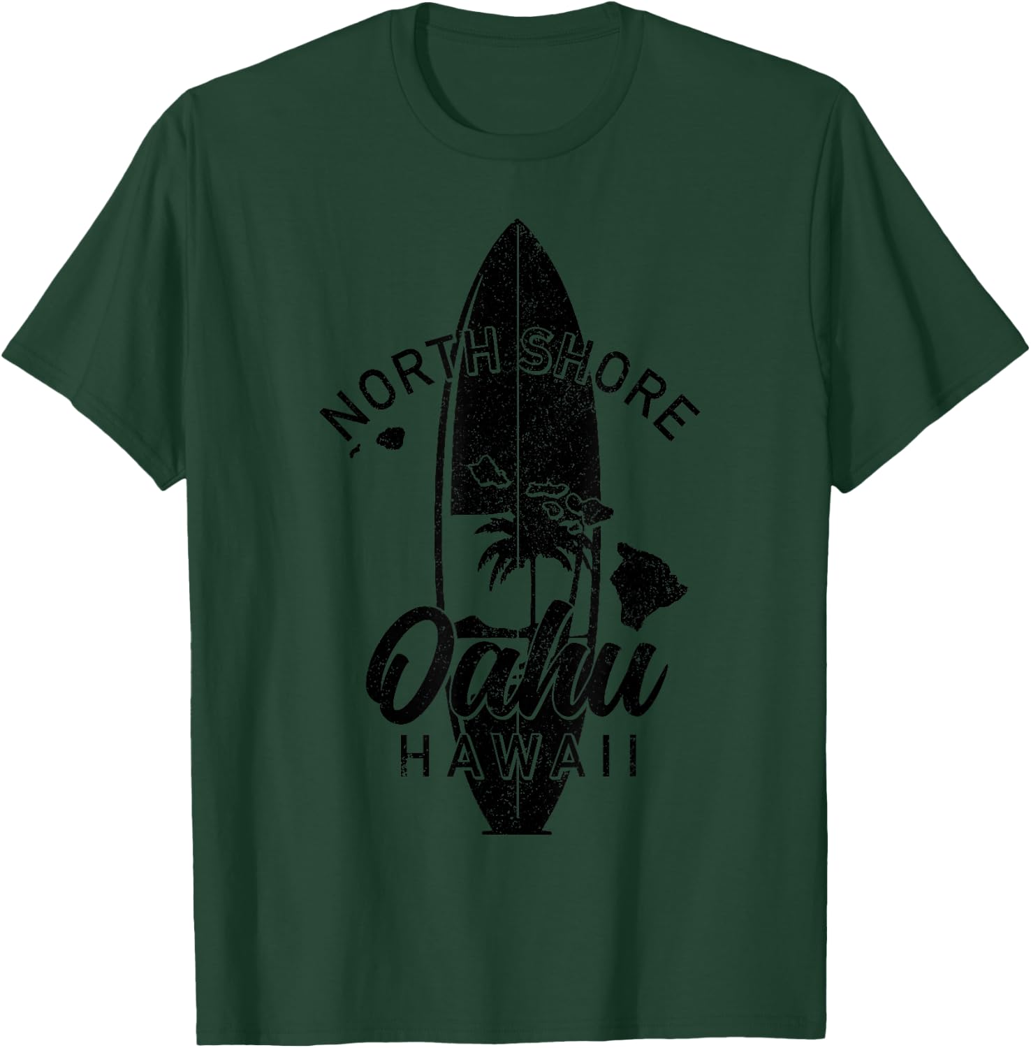 North Shore Oahu Hawaii Surf Board Surfing Surfer Hawaiian T-Shirt - T-Shirt | Forest