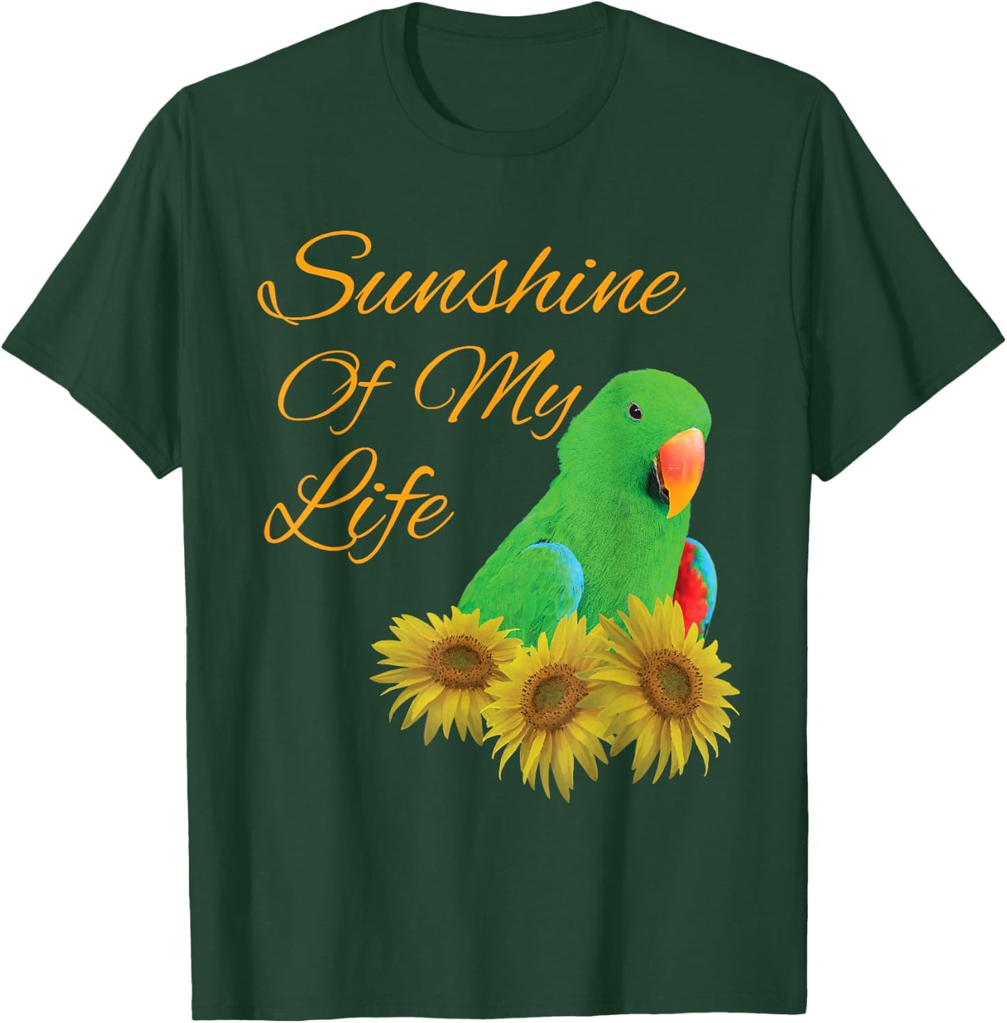 Eclectus Parrot, Male, Sunshine Sunflower T-Shirt - T-Shirt | Forest