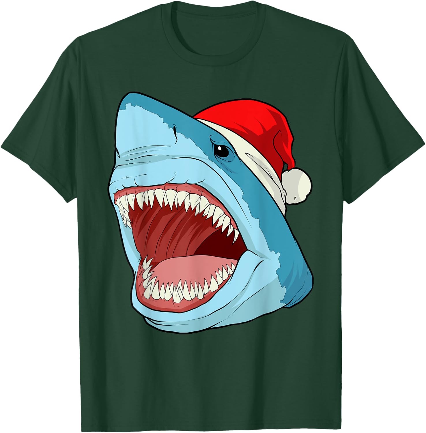 Santa Jaws T Shirt Cool Christmas Shark Pun Xmas Party T-Shirt - T-Shirt | Forest