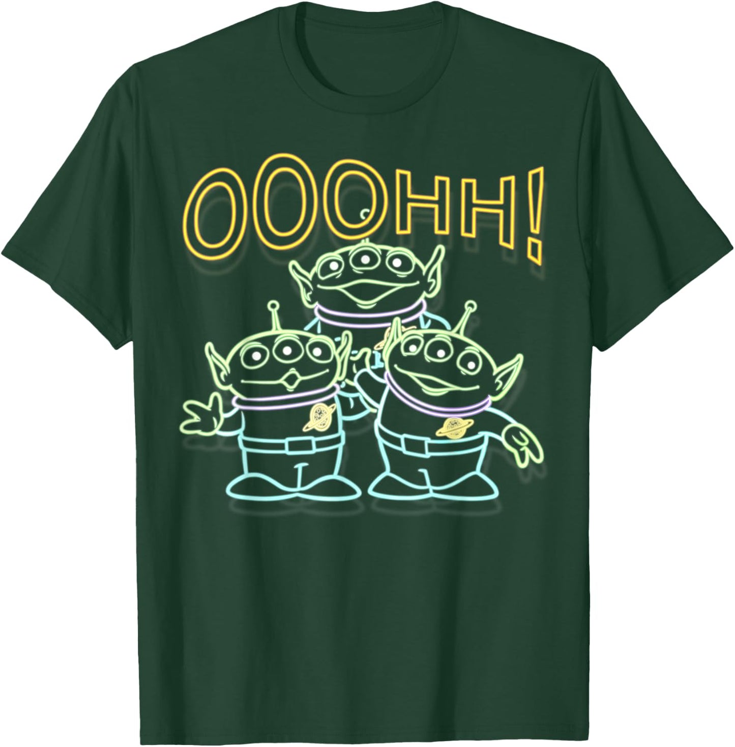 Disney Pixar Toy Story Neon Aliens Ooohh Outline Portrait T-Shirt - T-Shirt | Forest