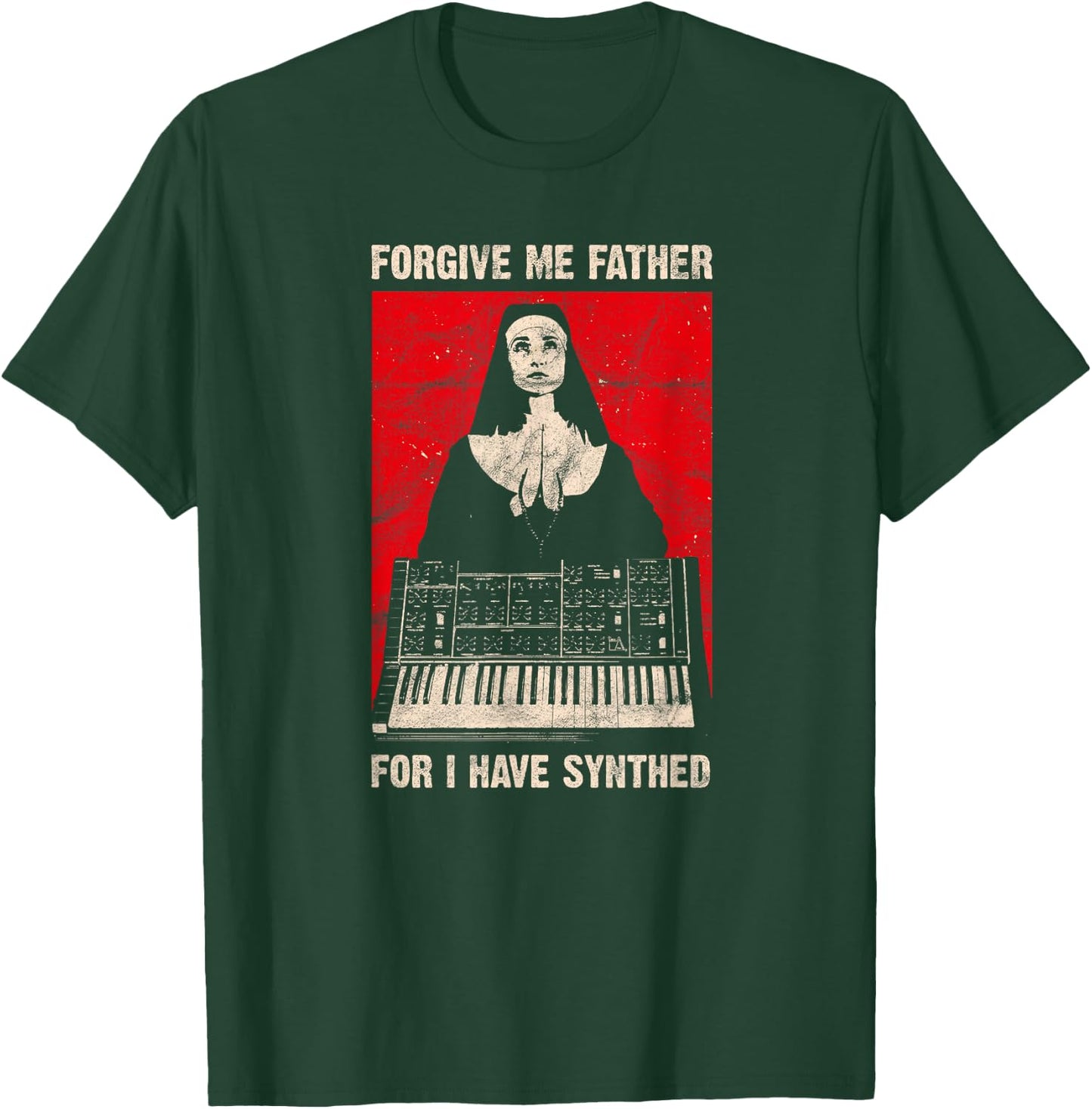 Synthesizer Vintage Analog Synth Retro ADSR Gear VCO Nun T-Shirt - T-Shirt | Forest
