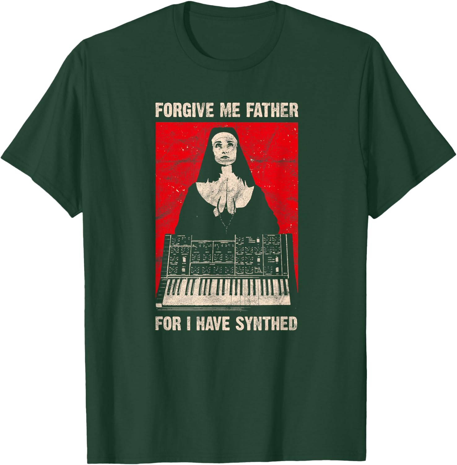Synthesizer Vintage Analog Synth Retro ADSR Gear VCO Nun T-Shirt - T-Shirt | Forest