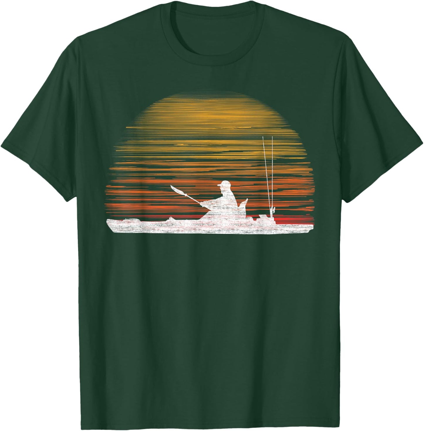 Kayak Fishing Graphic Fisherman Kayaking Angler Vintage T-Shirt - T-Shirt | Forest