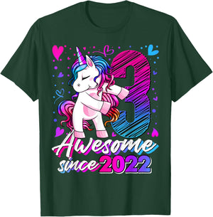3 Year Old Unicorn Gifts For Girls 3rd Birthday Girl Party T-Shirt - T-Shirt | Forest