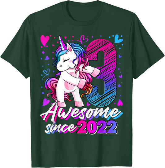 3 Year Old Unicorn Gifts For Girls 3rd Birthday Girl Party T-Shirt - T-Shirt | Forest