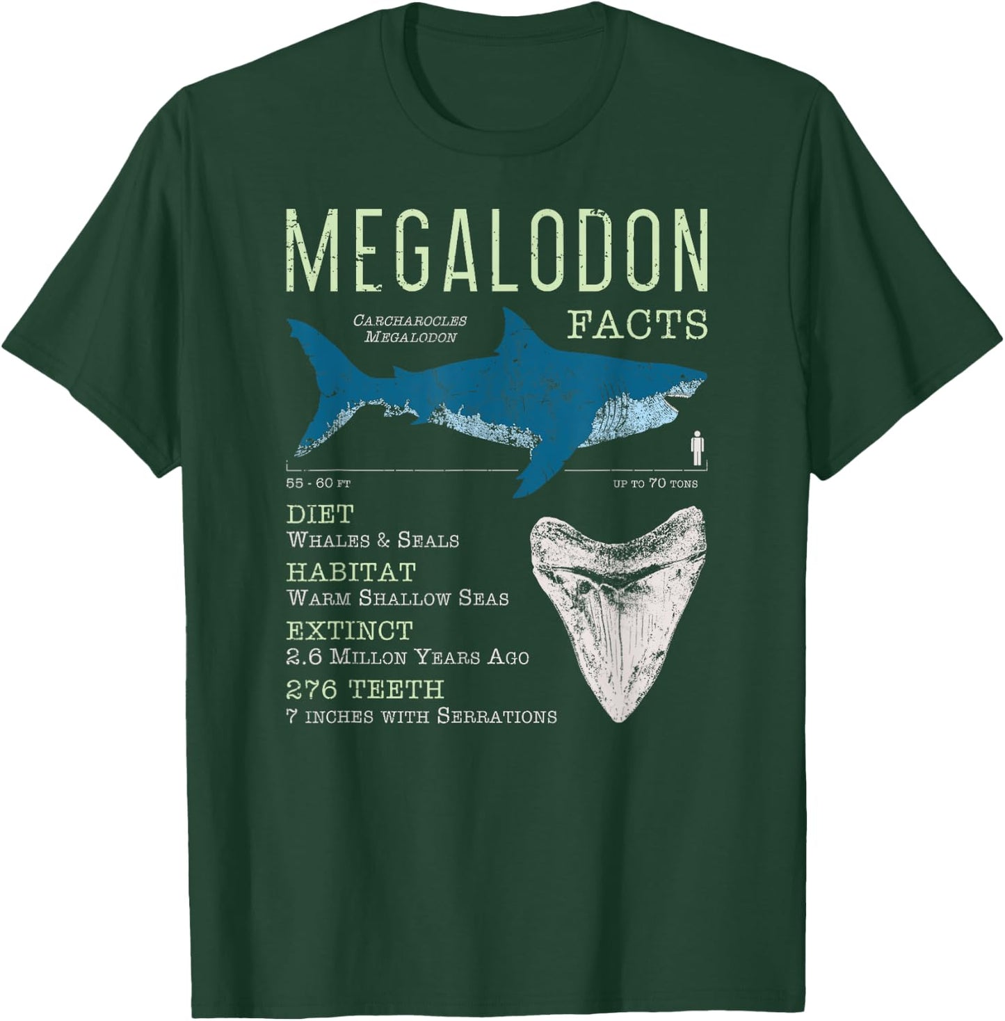 Megalodon | Meg Facts Funny Shark Lover Gift T-Shirt - T-Shirt | Forest