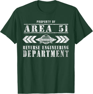 Area 51 Reverse Engineering Department UFO Alien T-Shirt - T-Shirt | Forest