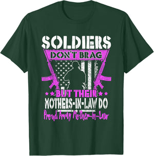 Soldiers Don't Brag - Proud Army Mother-In-Law Military Mom T-Shirt - T-Shirt | Forest