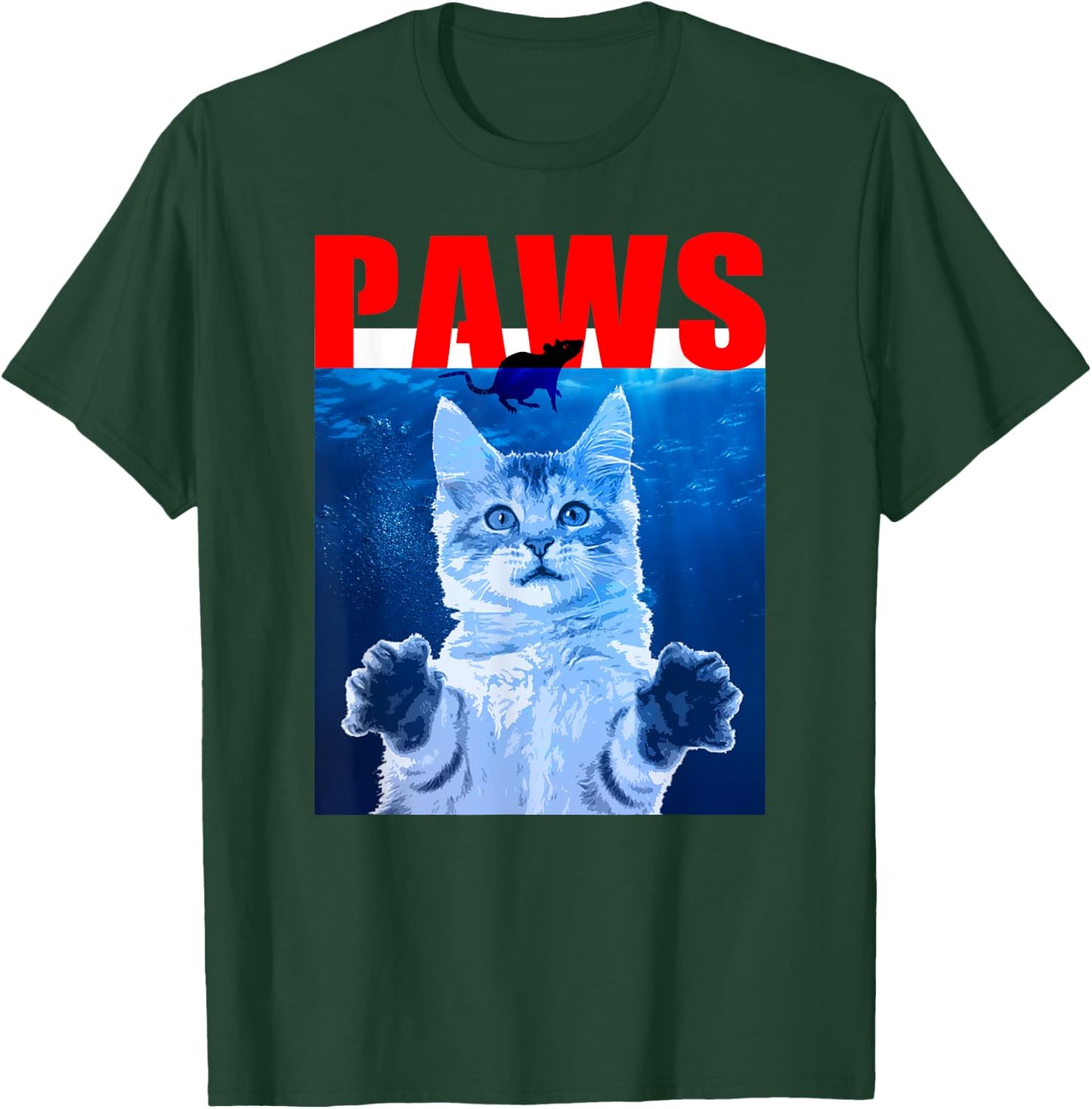 PAWS Funny Cat . Parody For Shark And Cat Lovers Women Kids T-Shirt - T-Shirt | Forest